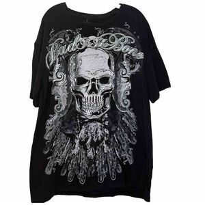 VINTAGE 1999 Made in USA Decoded BAD TO THE BONE Men's Tee XL Skull‎ Rare